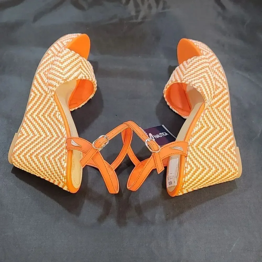 BRAND NEW NAUTICA OPEN TOE HIGH HEEL WEDGE SANDAL S2